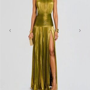 Retrofete Metallic Gold Maxi Dress